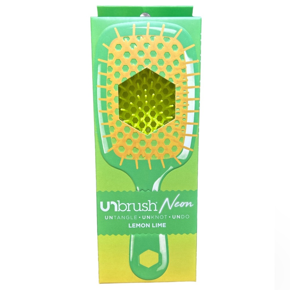 FHI HEAT Unbrush Wet & Dry Vented Detangling Hair Brush (Lemon Lime) NIB